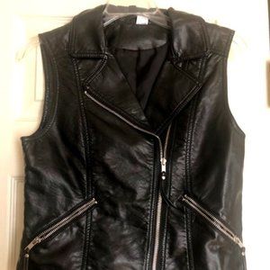 H&M Black Imitation Leather Vest Size 6